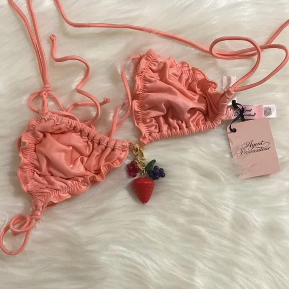 Agent Provocateur Berry Coral Bikini Top AP3 Medium NWT - Picture 9 of 10